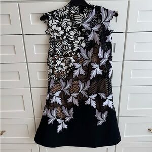 Self Portrait Floral Lace Black, White and Purple Dress